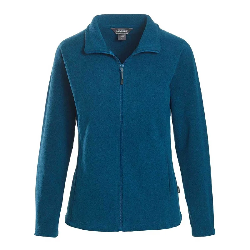 Landway Women's Heather Blue Sonoma Microfleece Jacket A-Line Jacket Boat Neck Shawl Collar