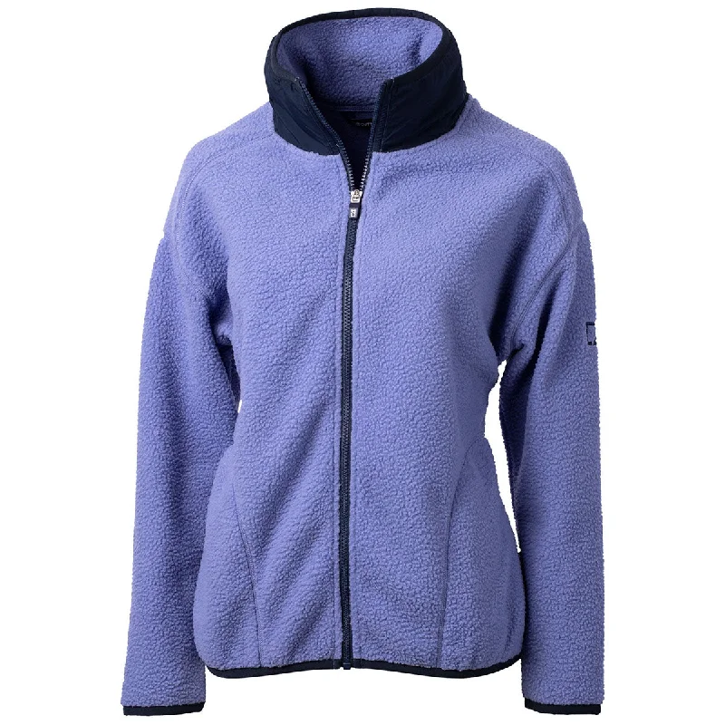 Cutter & Buck Women's Hyacinth/Navy Blue Cascade Eco Sherpa Fleece Jacket Collared Jacket Crew Neck Jacket Turtle Neck Jacket