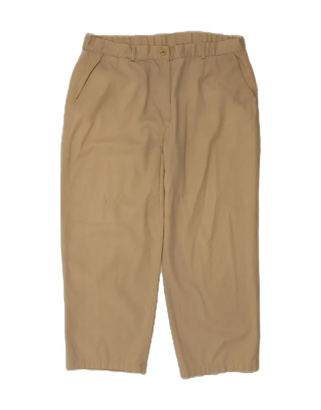 L.L.BEAN Womens Straight Chino Trousers US 16 2XL W38 L26 Beige Cotton Trousers practical easy-care