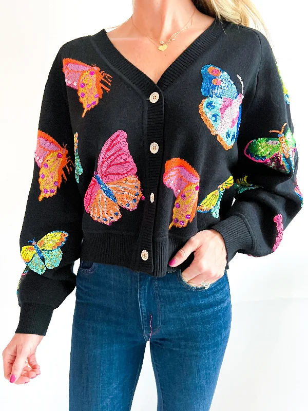 Butterfly Sequin Cardigan Jersey Fabric Tulle Fabric Batik Fabric