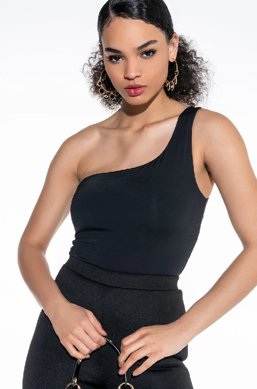 NOT THAT DEEP ONE SHOULDER BODYSUIT Comfortable Ribbed Bodysuit