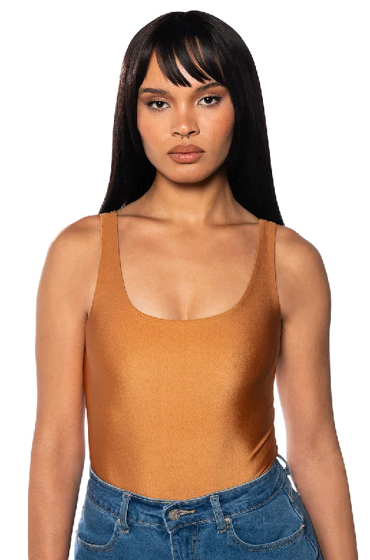 PAXTON SAMI SCOOP SLEEVELESS BODYSUIT IN RUST Comfortable Adjustable Strap Bodysuit