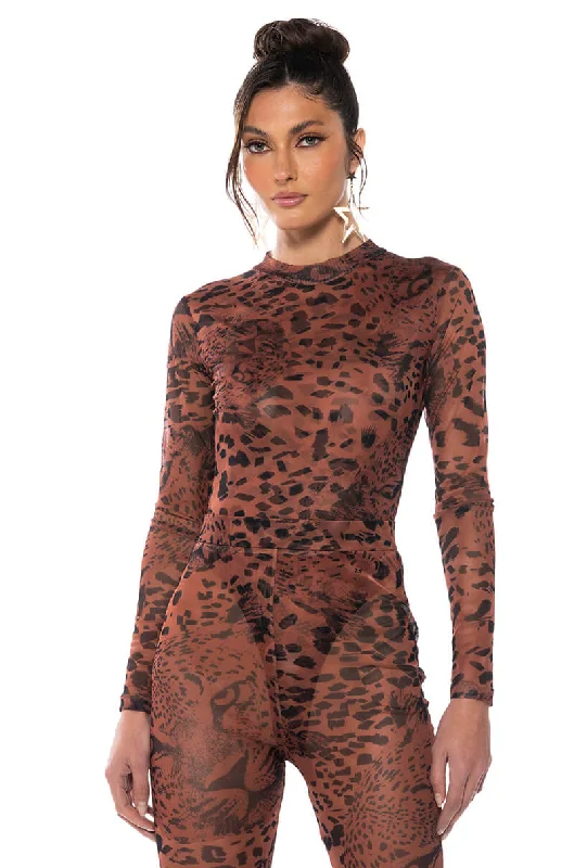 WILD CHEETAH PRINT LONGSLEEVE BODYSUIT Cozy Fit Bodysuit