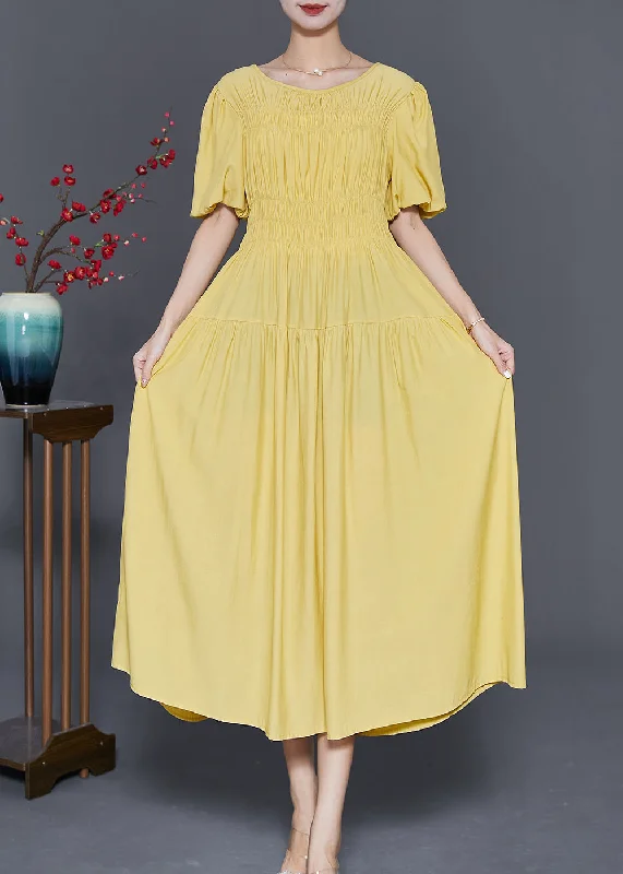 Art Yellow Cinched Exra Large Hem Cotton Party Dress Summer Tunics Fall fleece