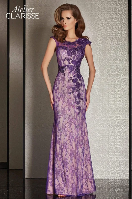 Clarisse -M6236 Lace Applique Evening Dress Pleated Skirt Elegant