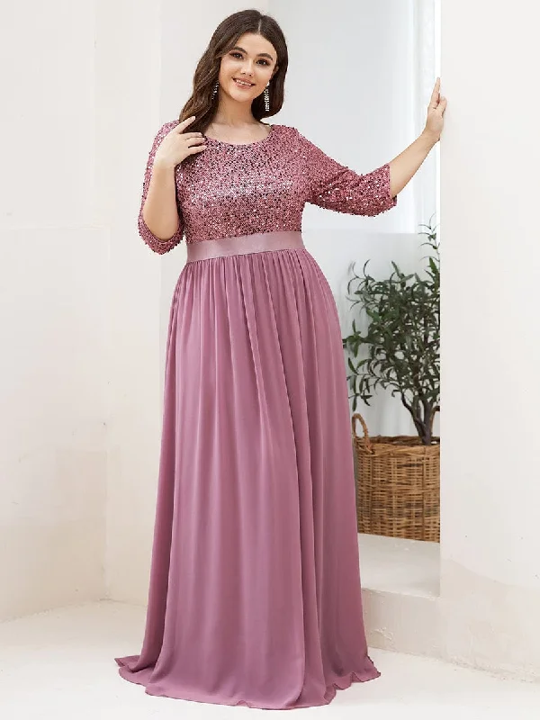 Custom Size Women's Long Chiffon & Sequin Evening Dresses for Mother of the Bride Tunics Fleece cozy