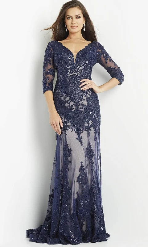 Jovani 09531 - Laced V-Neck Evening Dress Tunics Long Elegant