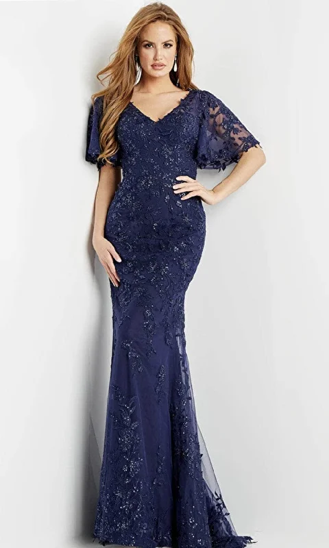 Jovani 09591 - Laced Angel Sleeves Evening Dress Tunics Fleece cozy