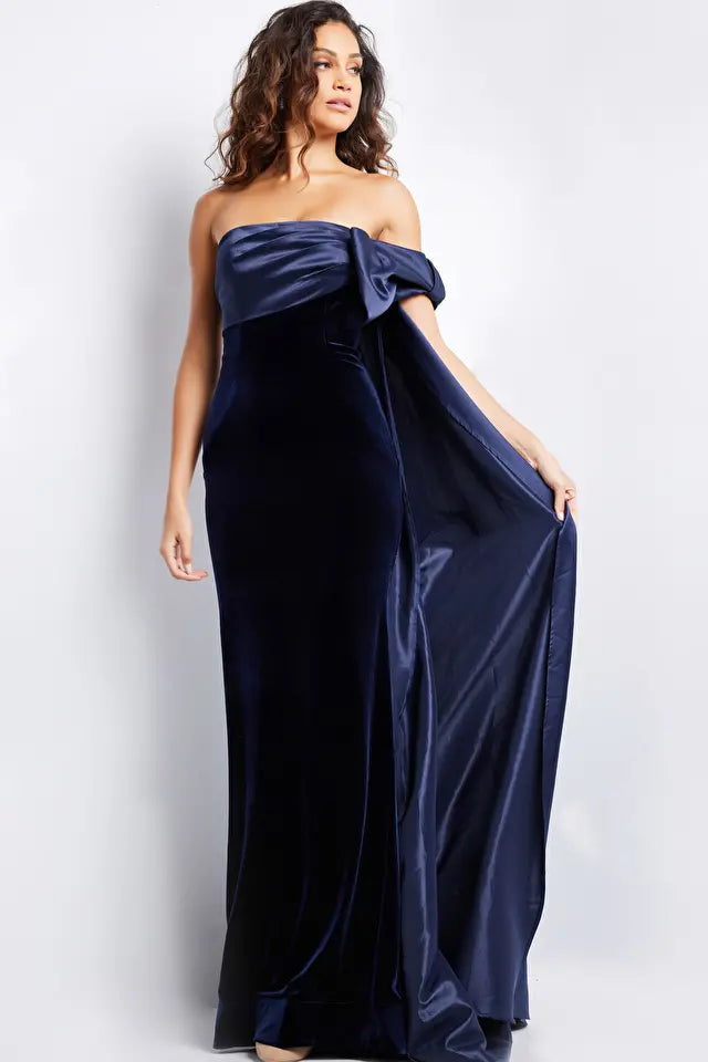 Jovani -37391 Off Shoulder Straight Evening Dress Turtleneck Warm Winter