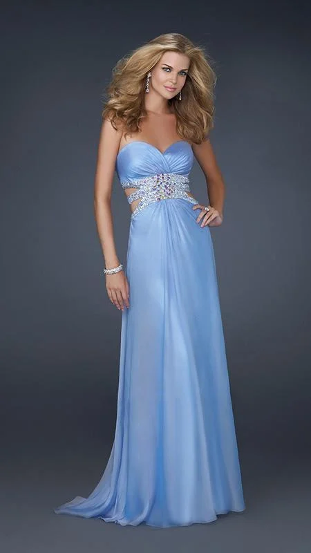 La Femme - 17203 Ruched Sweetheart with Embellished Cutouts A-line Evening Dress Tunics Long Elegant