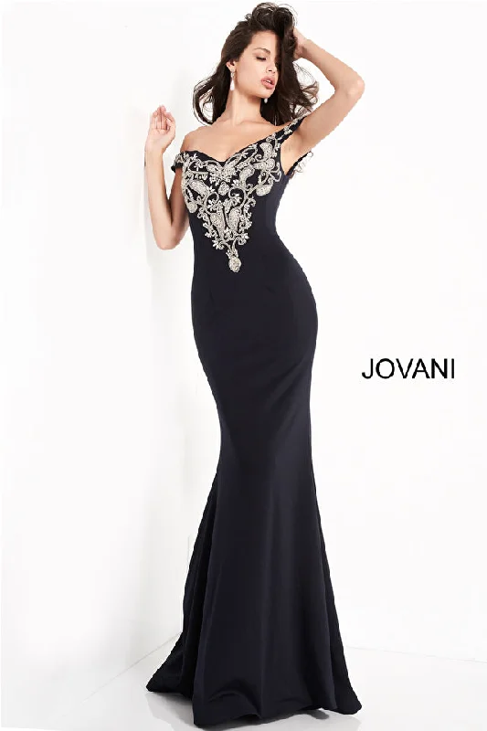 Off The Shoulder Embroidered Evening Dress By Jovani -02576 Tunics Silk luxurious