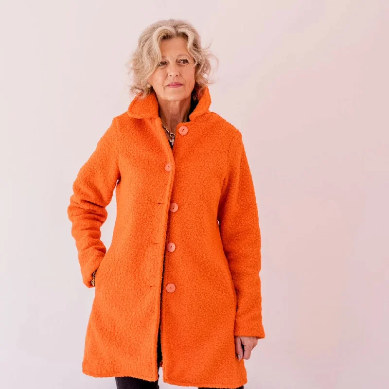 Car Coat- Orange Quilted Puffer Jacket