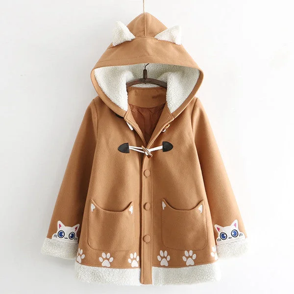 Cute cat woolen coat yv42661 Double-Layered Poncho