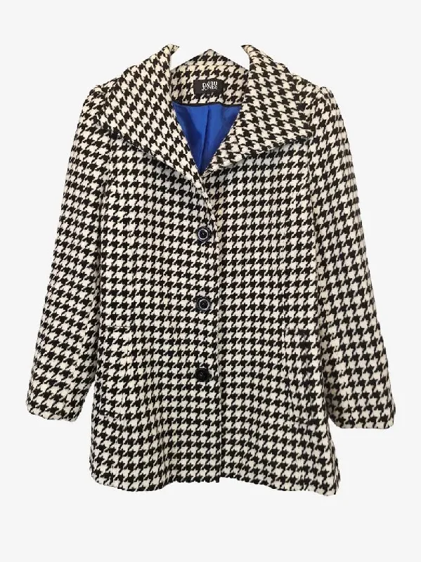 David Jones Refined Houndstooth Wool Coat Size 14 Pastel Wool Peacoat