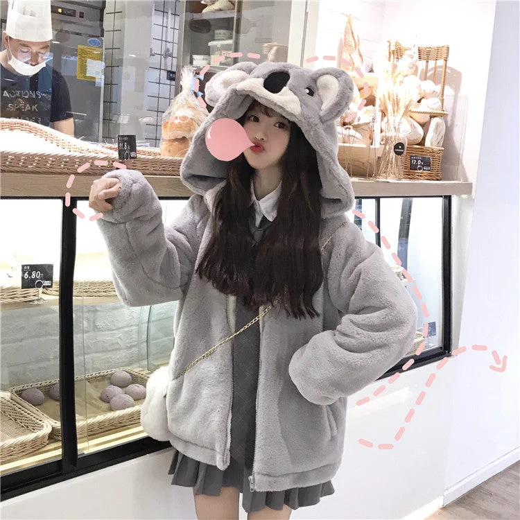 Fashion cute koala plush coat yv43327 Military-Inspired Jacket