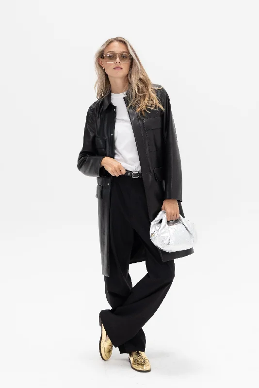 Coat, Black Draped Longline Jacket