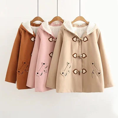 Japanese cat love embroidered coat YV401 Cozy Fleece Hoodie