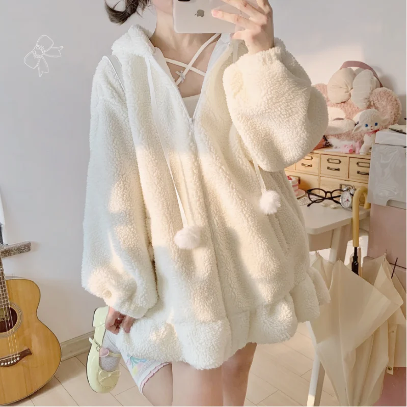 Japanese cute rabbit ear coat yv30406 A-Line Swing Coat