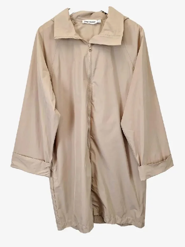 Mela Purdie Camel Elongated Zip Up Rain Coat Size 8 Minimalist Wool Duster