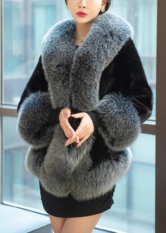 New Grey Fur Collar Pockets Patchwork Mink Velvet Coats Winter Ultra-Light Down Coat