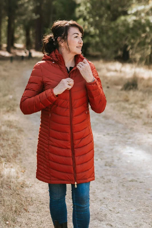 Womens Judy Packable Coat - Intense Rust Functional Travel Jacket