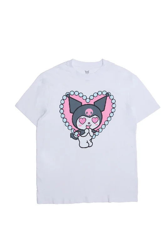 Kuromi Heart Eyes Graphic Relaxed Tee Cotton Fabric Linen Fabric Terry Fabric