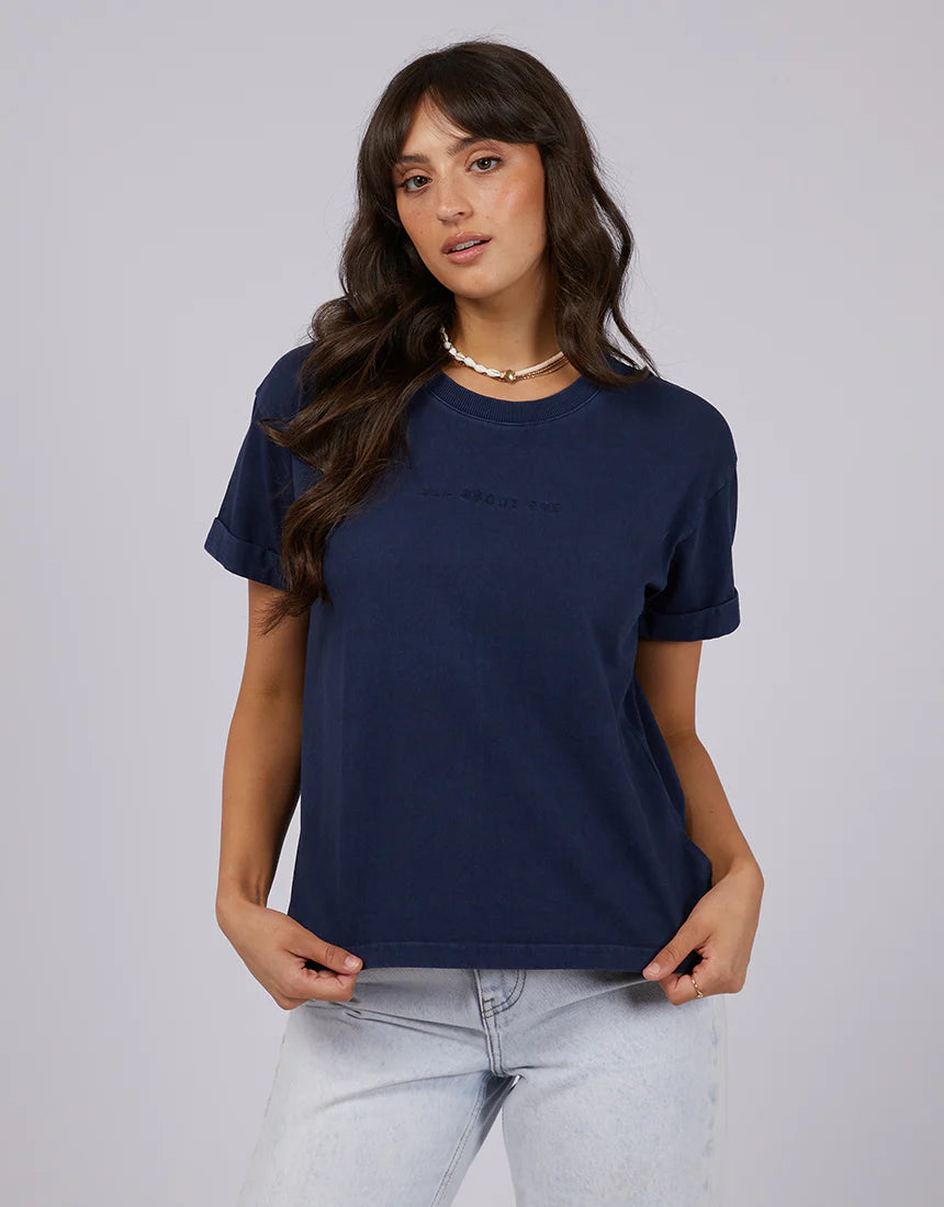 AAE Washed Tee Navy Anti-Shrink Durable Soft