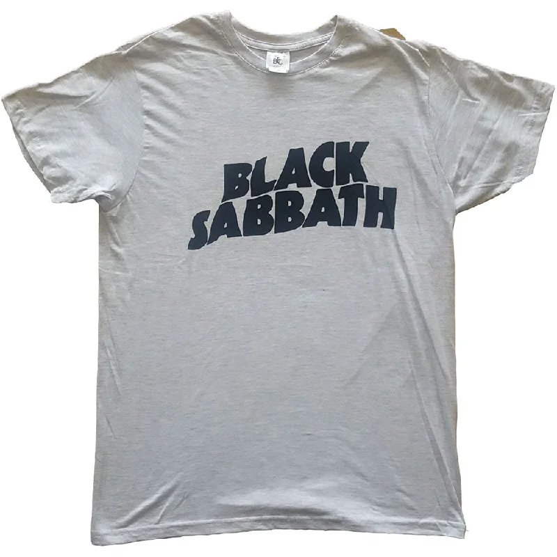 BLACK SABBATH Attractive T-Shirt, Black Wavy Logo Welt Pockets Slit Pockets