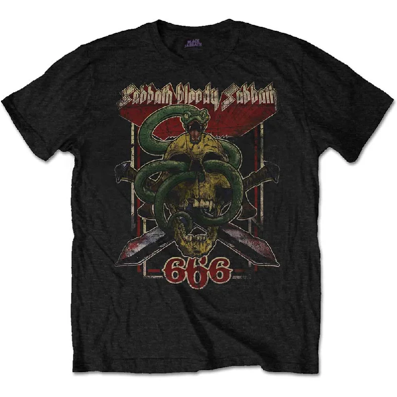 BLACK SABBATH Unisex T-shirt, Bloody Sabbath 666 Collared Crew Neck Turtle Neck