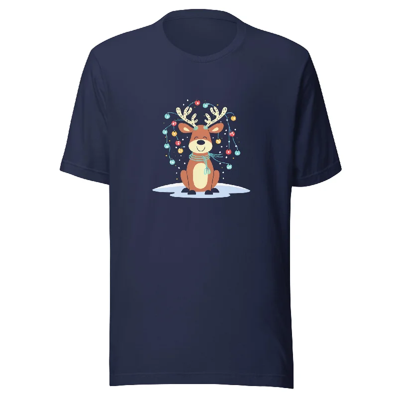 Brightful Reindeer Christmas Graphic Women Staple Eco T-Shirt Fitted T-Shirt Seamless Stretchy