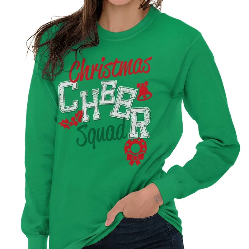 Cheer Squad Christmas Long Sleeve T-Shirt Handmade Hand-knitted Hand-woven