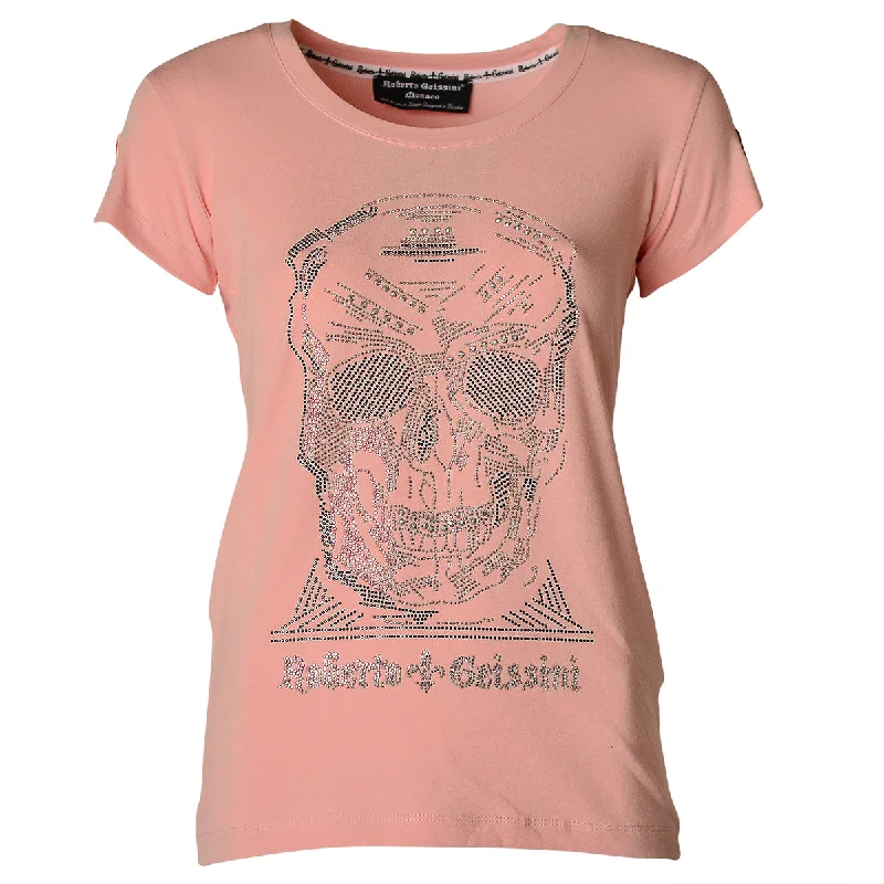 Diamond Skull T-Shirt Rosa Beaded Sequined Faux Fur