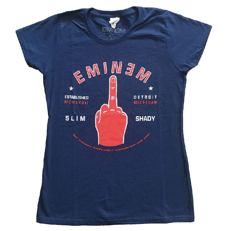 Eminem Detroit Finger Ladies T-Shirt Embroidered Appliqued Beaded