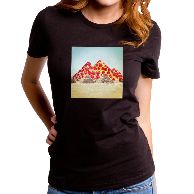 Great Pyramid of Pizza Women's T-Shirt Hooded Caped Shawl Collar