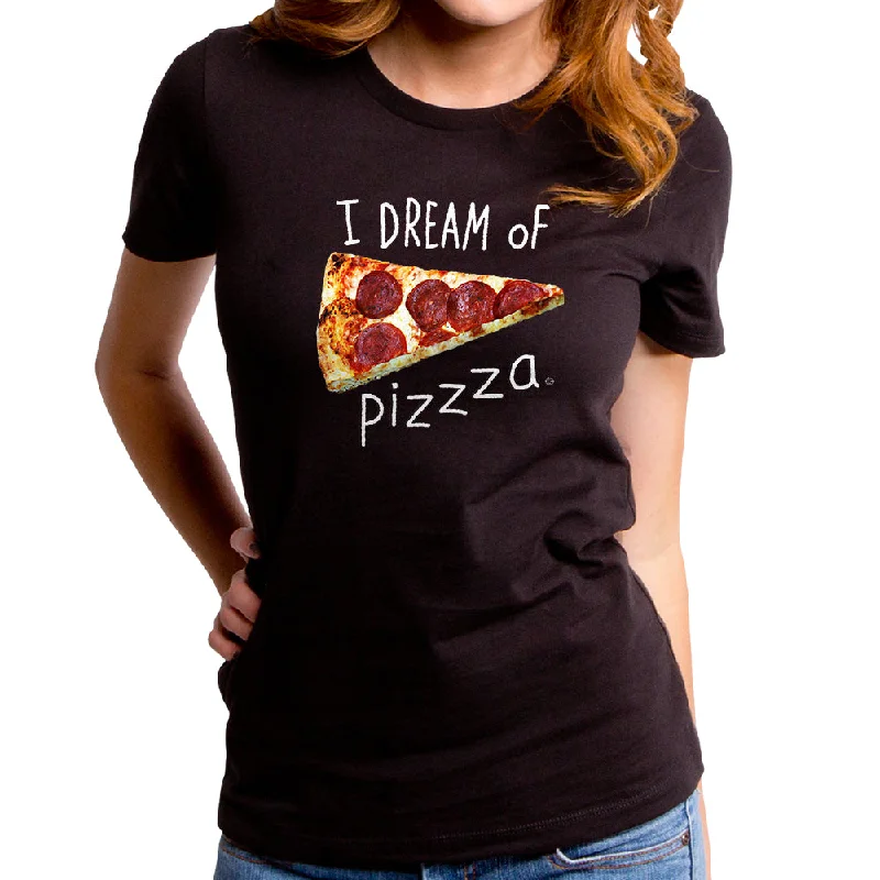 I Dream of Pizza Women's T-Shirt Graphic Embroidered Appliqued