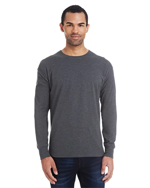 Hanes Mens X-Temp Long Sleeve T-Shirt | Charcoal Heather Modern Contemporary Chic