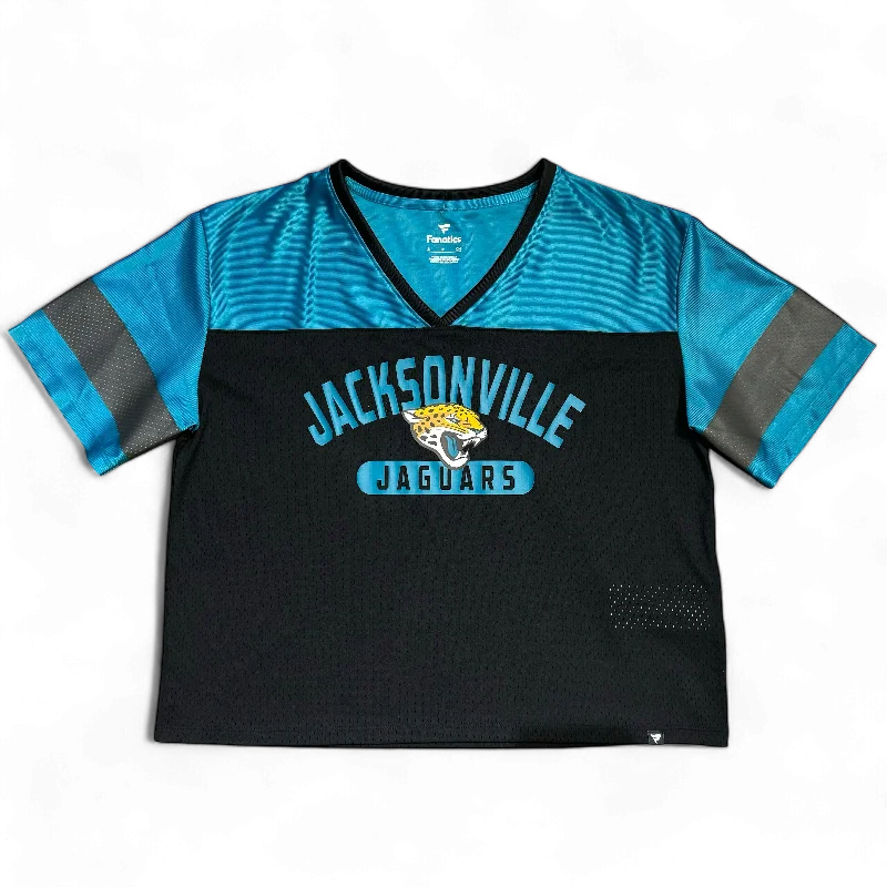 Jacksonville Jaguars Women's Homeschool Jersey Short Sleeve T-Shirt Beaded Sequined Faux Fur