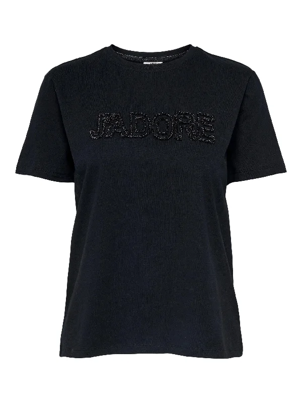 Jacqueline De Yong APRIL Tee -BLACK Basic T-Shirt Crew Neck Short Sleeve