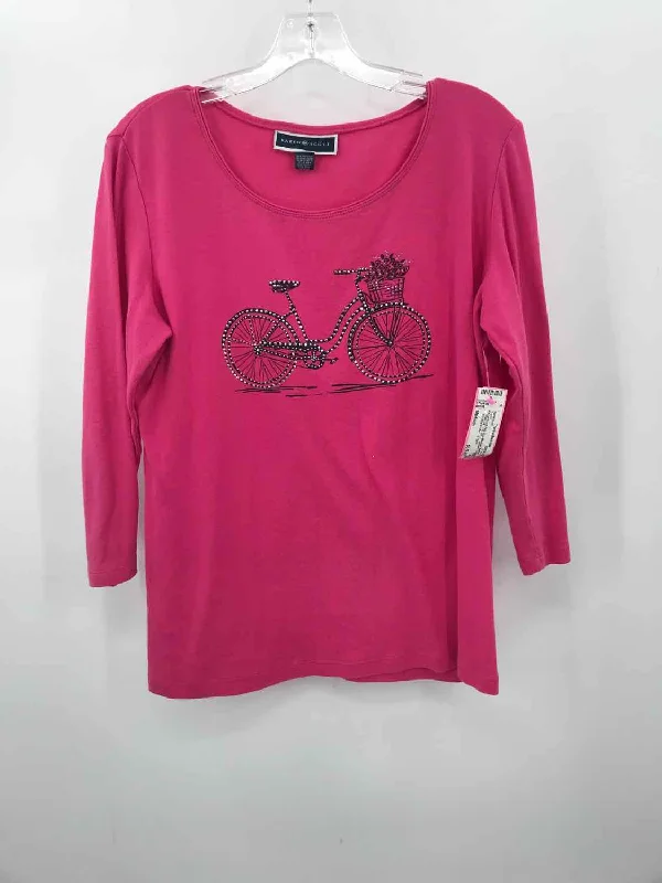 Pre-Owned Karen Scott Pink Size Medium T-shirt Zippered Buttoned Snapped