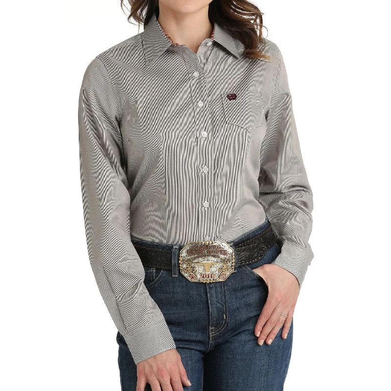 Cinch Women's Long Sleeve Tencel Western Shirt in Purple Elasticated Padded Insulated