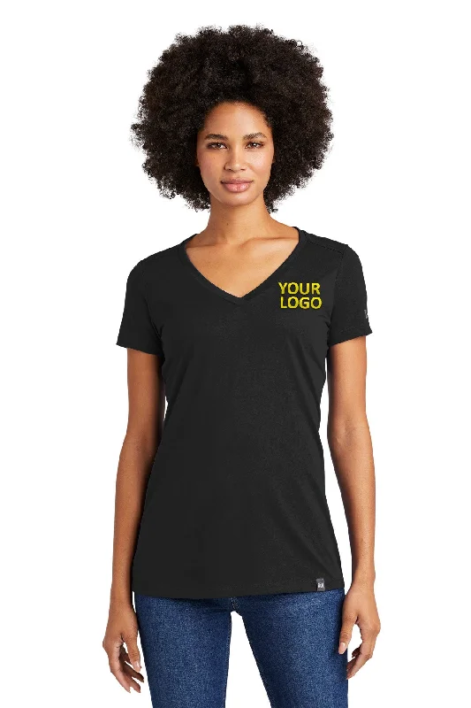 New Era Ladies Heritage Blend V-Neck Custom Printed Tee's, Black Elasticated Padded Insulated