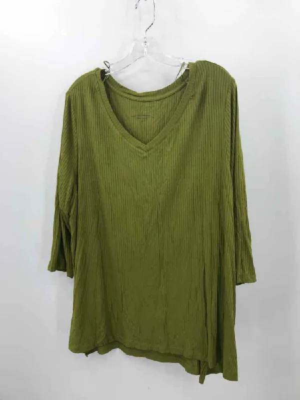 Pre-Owned Rachel Zoe Green Size 3X 3/4 Sleeve T-shirt Wool Fabric Cashmere Fabric Tweed Fabric