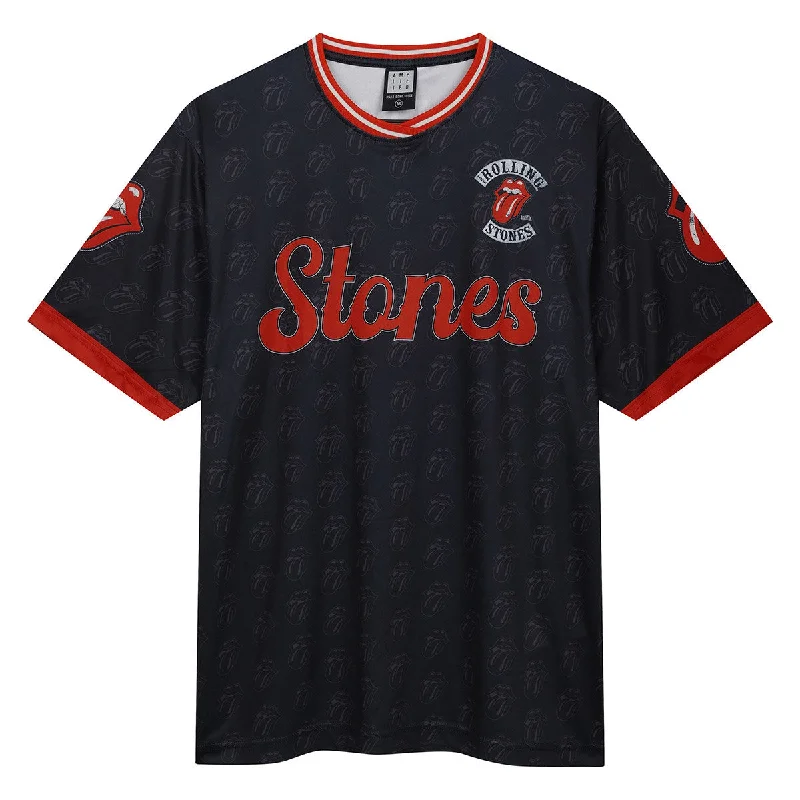 The Rolling Stones | Official Band Rock FC Football Shirt | Rolling Stone Print Jacquard Patchwork