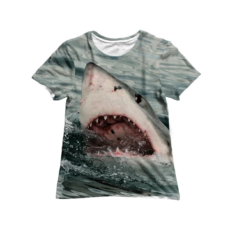 Shark Women's Tee Asymmetrical Pockets Print