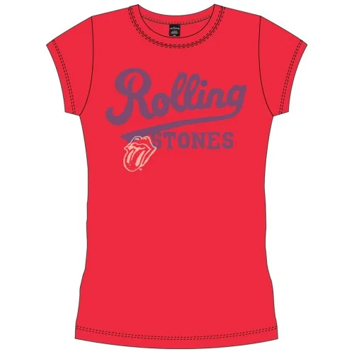 The Rolling Stones Ladies T-Shirt: Team Logo Jersey Fabric Tulle Fabric Batik Fabric