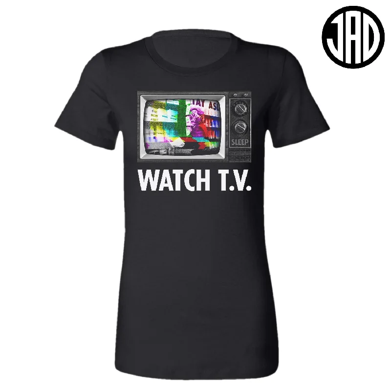 Watch TV - Women's Tee Graphic Embroidered Appliqued