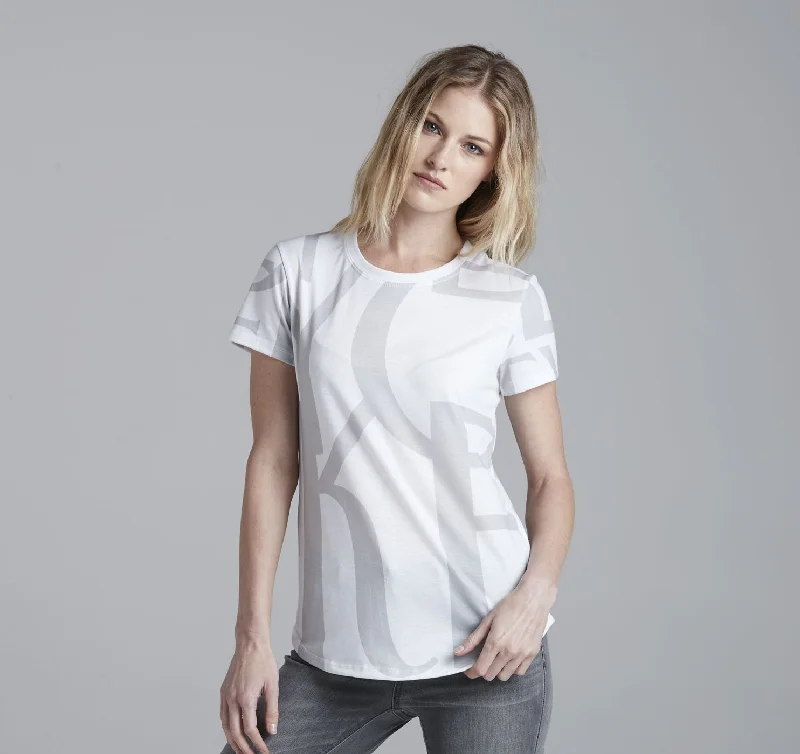 Womens Crew Tee, The New Yorker in White Terry Blend Velvet Blend Canvas Blend