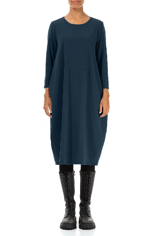 Balloon Midnight Blue Cotton Dress