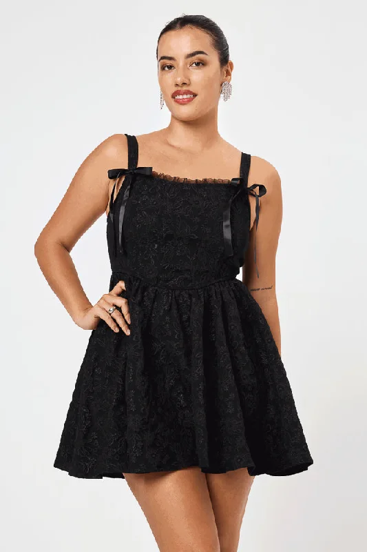 Black Embossed Corset Dress