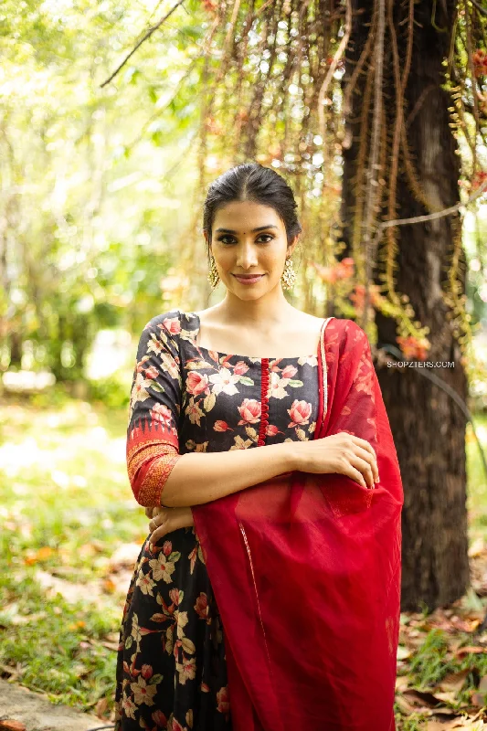 Black Semi Tussar Dress